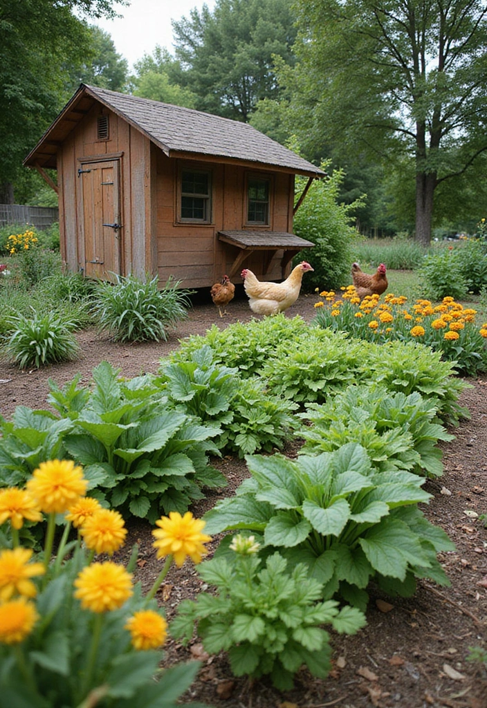 25 Chicken Coop and Garden Layout Plans for Sustainable Living - 10. The Companion Planting Design