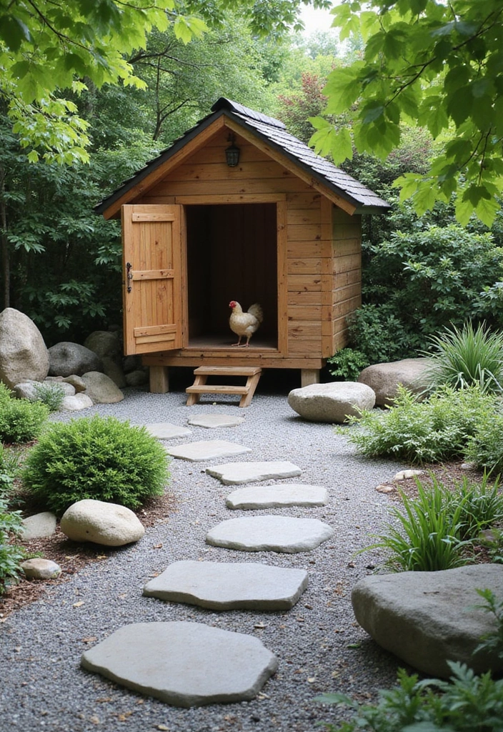 25 Chicken Coop and Garden Layout Plans for Sustainable Living - 11. The Zen Garden Coop