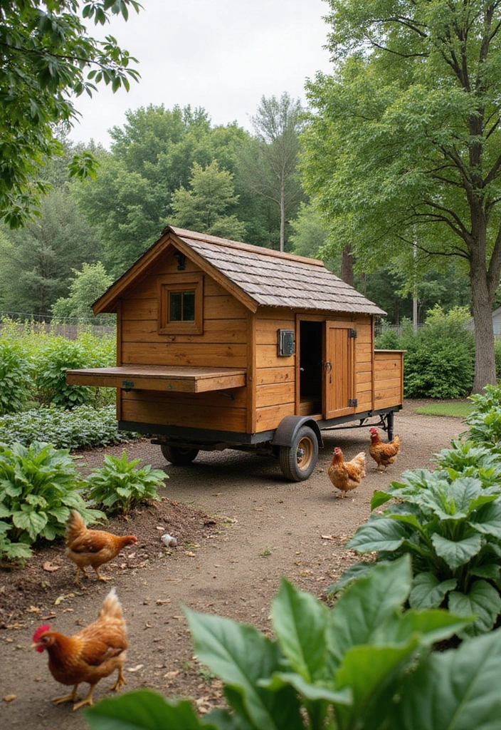 25 Chicken Coop and Garden Layout Plans for Sustainable Living - 6. The Mobile Coop