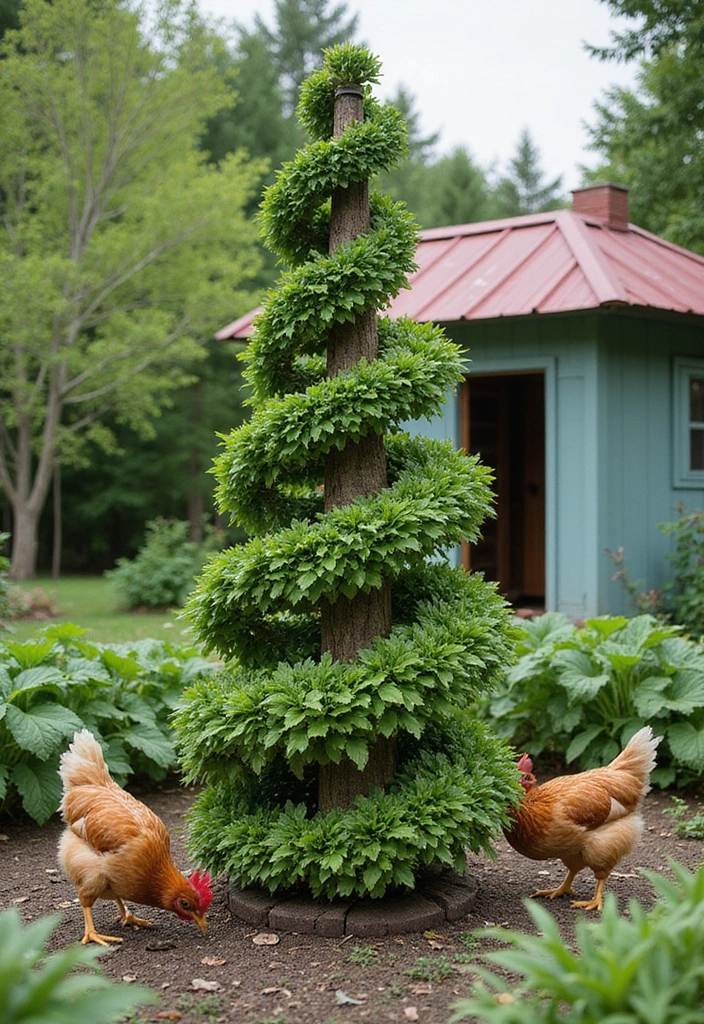 25 Chicken Coop and Garden Layout Plans for Sustainable Living - 9. The Herb Spiral Coop