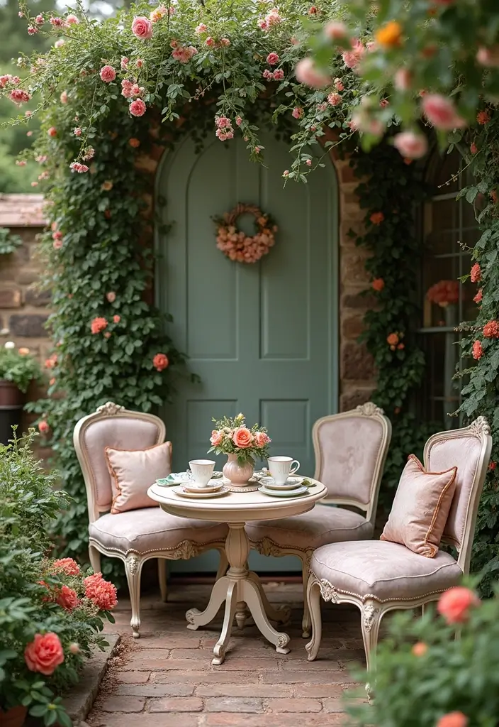 25 Creative Grow a Garden Ideas in Roblox for Beginners - 7. Vintage Tea Garden