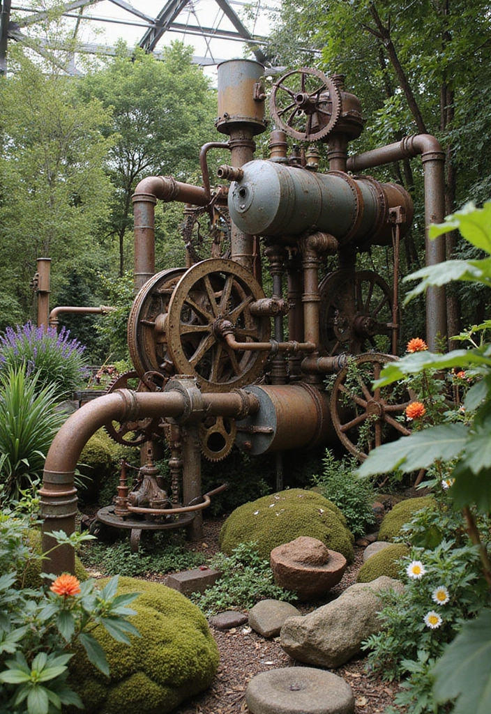 25 Creative Grow a Garden Ideas in Roblox for Beginners - 9. Steampunk Garden