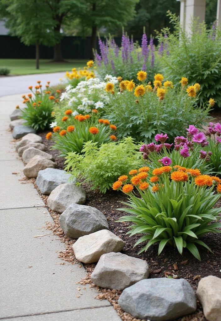 25+ Flower Garden Ideas in Front of House That Add Instant Curb Appeal - 3. Flower Bed Borders