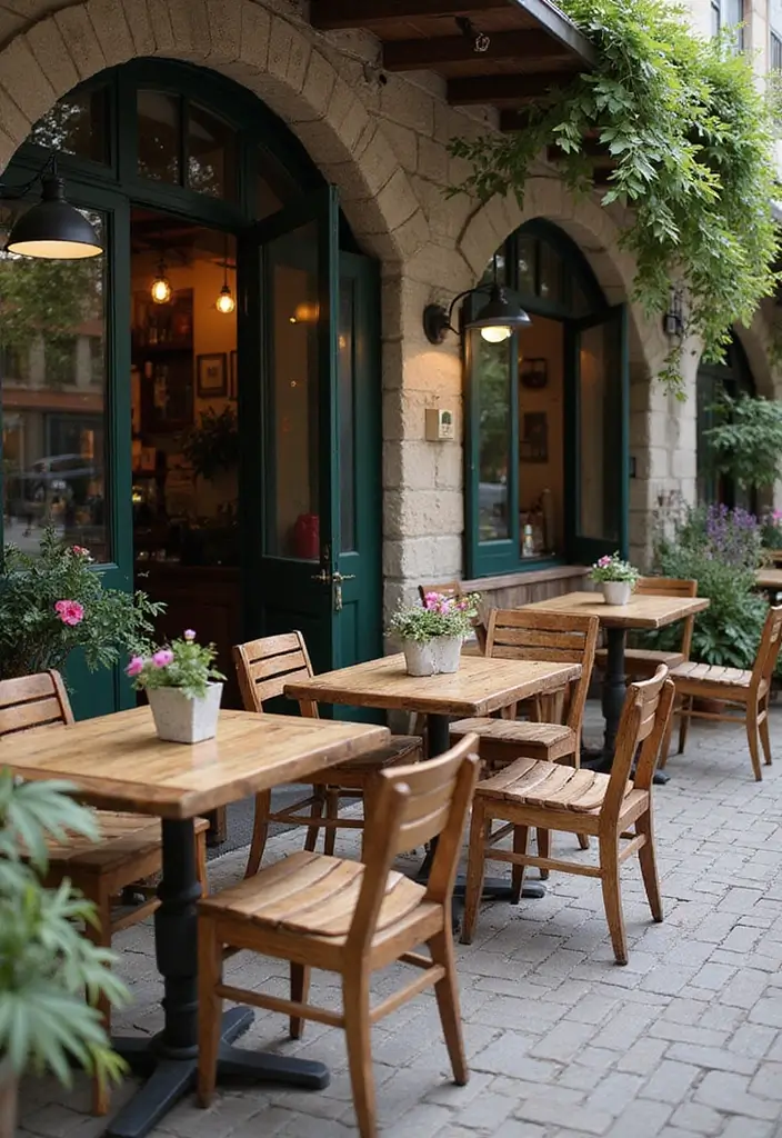 25 Garden Cafe Design Outdoor Coffee Shop Inspirations You’ll Adore - 1. Rustic Charm with Reclaimed Wood