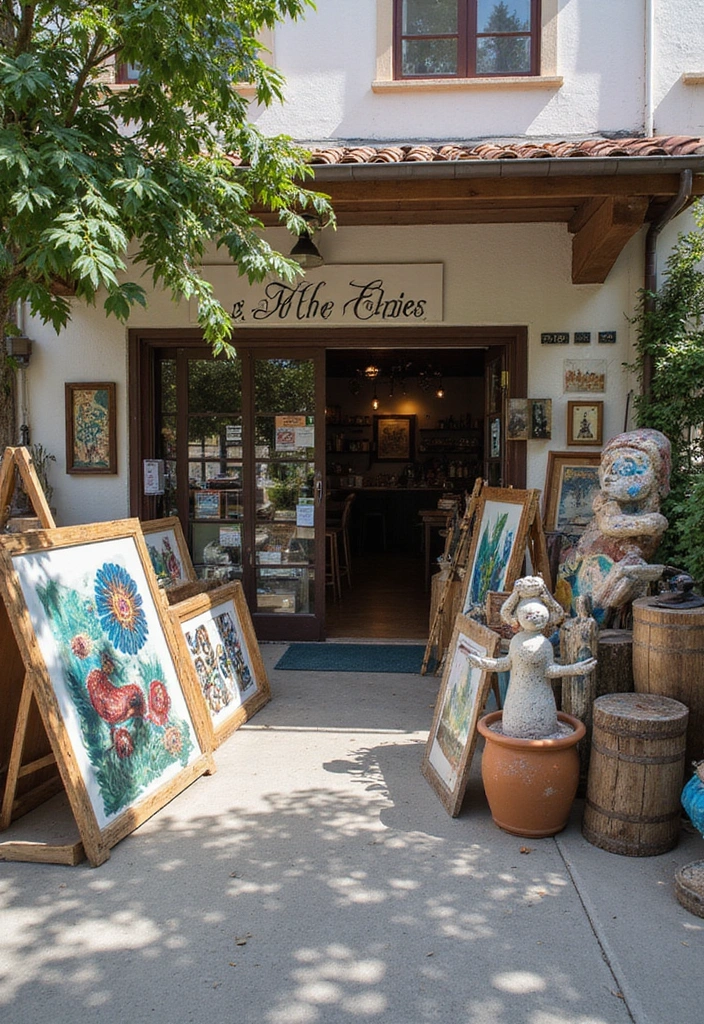 25 Garden Cafe Design Outdoor Coffee Shop Inspirations You’ll Adore - 19. Outdoor Art Displays