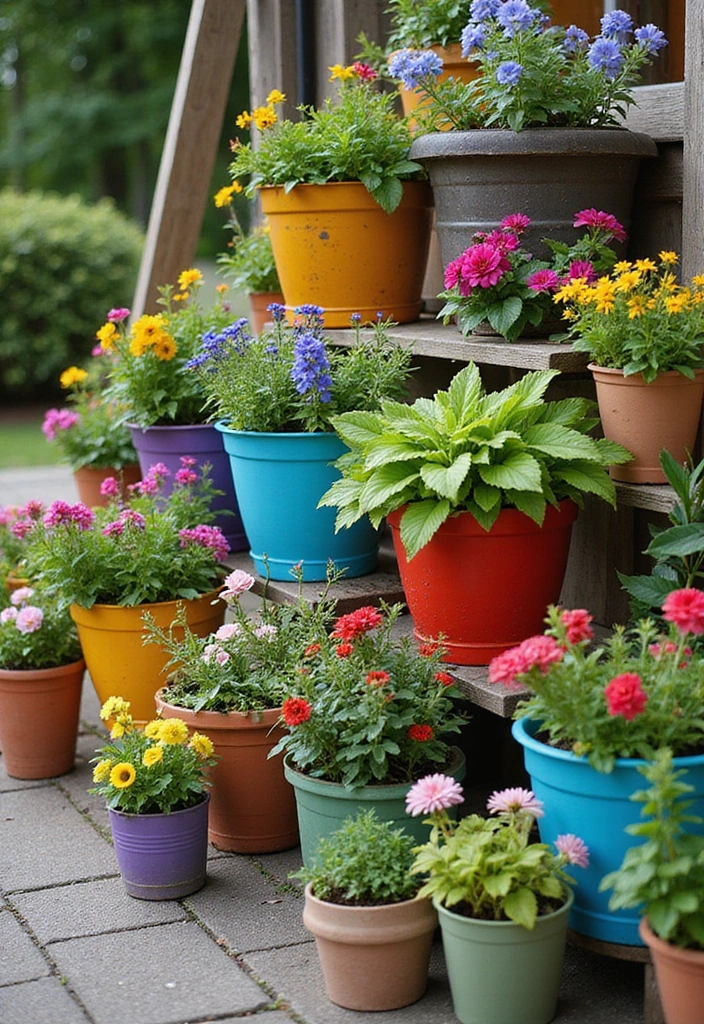 25 Garden Ideas for Small Spaces to Make the Most of Your Area - 17. Colorful Pots and Planters