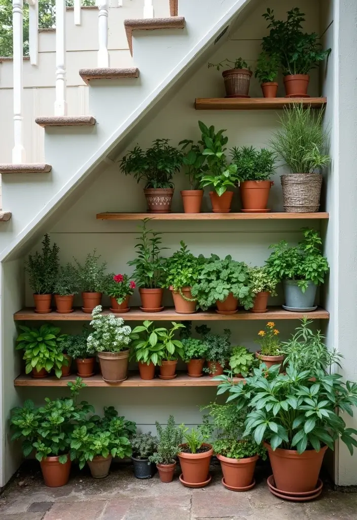 25 Garden Ideas for Small Spaces to Make the Most of Your Area - 23. Creative Use of Space Under Stairs