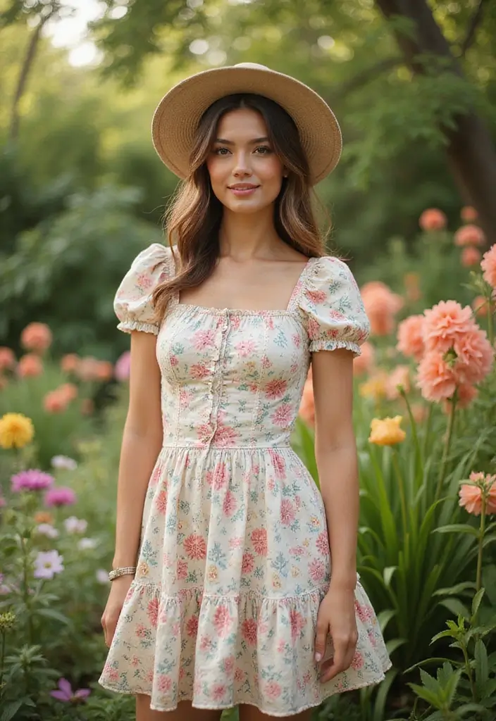 25 Garden Party Wedding Outfit Guest Ideas That Impress - 10. Vintage-Inspired Sundress for a Nostalgic Look