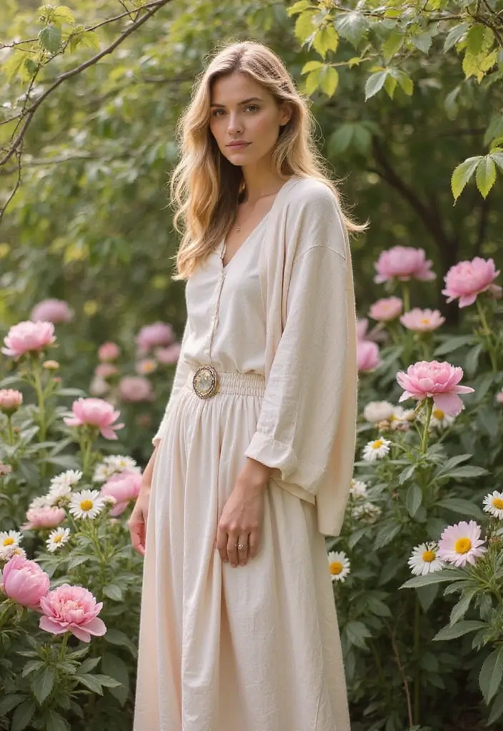 25 Garden Party Wedding Outfit Guest Ideas That Impress - 21. Layering with Sustainable Fabrics