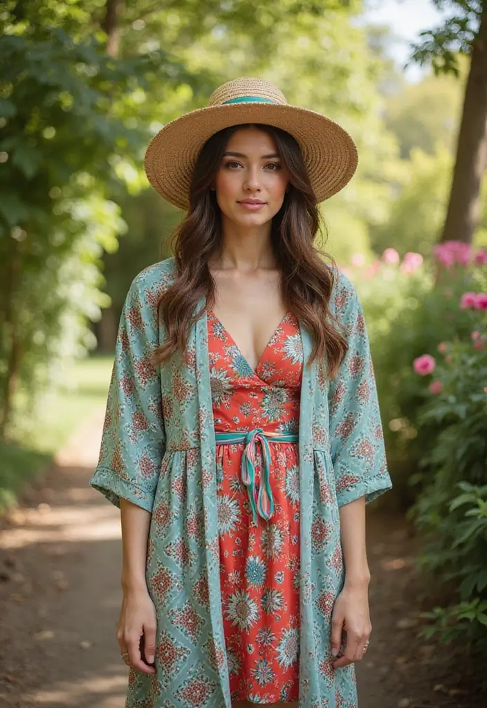 25 Garden Party Wedding Outfit Guest Ideas That Impress - 24. Mixing Patterns for a Playful Style