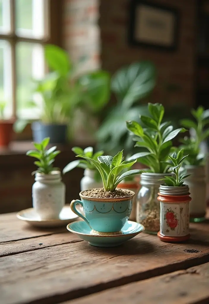 25 Mini Garden Ideas for Small Spaces Full of Charm - 10. Repurposed Container Gardening