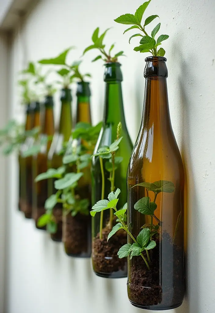 25 Mini Garden Ideas for Small Spaces Full of Charm - 15. Recycled Bottle Garden