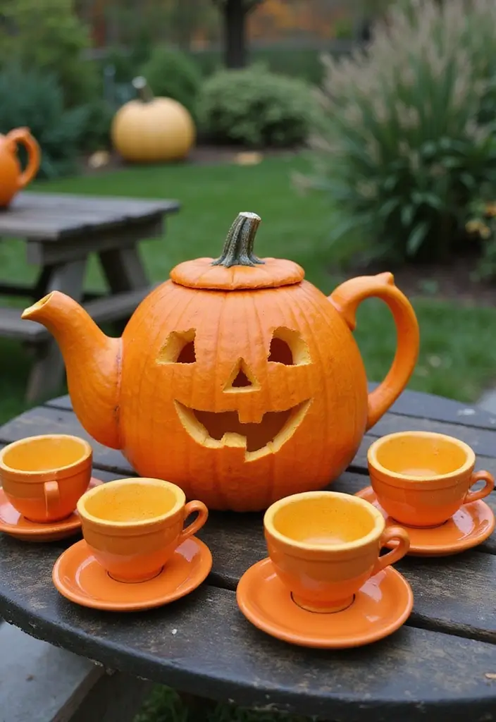 25 Over the Garden Wall Pumpkin Designs Perfect for Halloween - 10. The Enchanted Tea Party