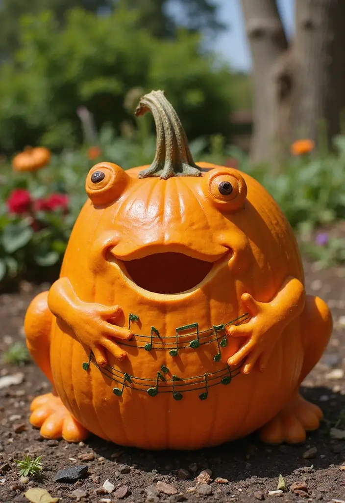 25 Over the Garden Wall Pumpkin Designs Perfect for Halloween - 11. The Singing Frog