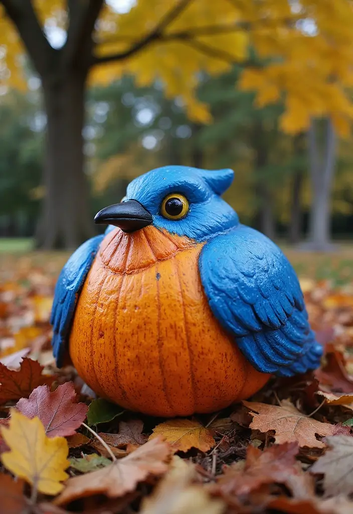 25 Over the Garden Wall Pumpkin Designs Perfect for Halloween - 2. Beatrice the Bluebird
