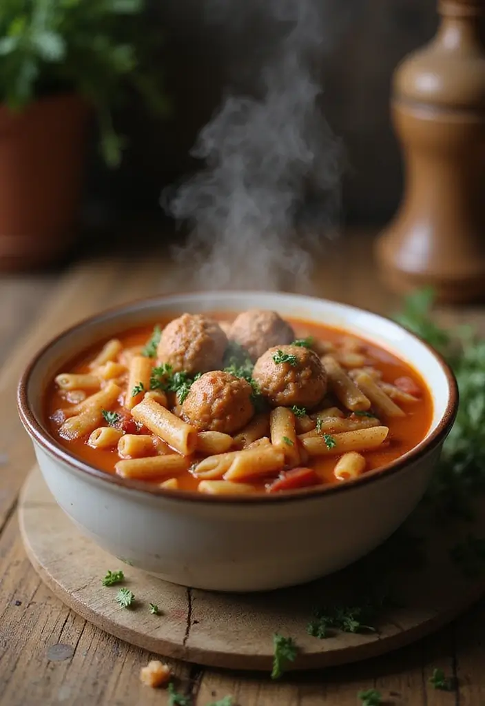 25 Pasta Fagioli Soup Olive Garden Recipes for Cozy Nights - 12. Pasta Fagioli with Meatballs