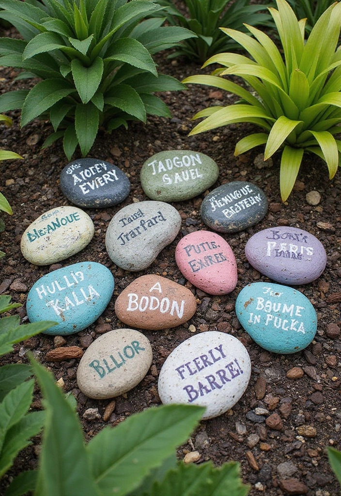 25 Rock Painting Ideas for Garden That Bring Life to Your Yard - 14. Personal Garden Markers