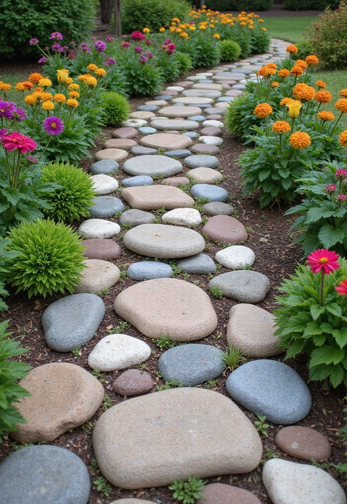 25 Rock Painting Ideas for Garden That Bring Life to Your Yard - 22. Decorative Borders
