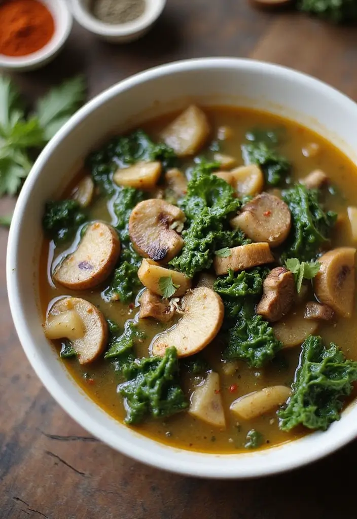 27 Delicious Zuppa Toscana Soup Olive Garden Copycats - 23. Mushroom and Kale Zuppa Toscana