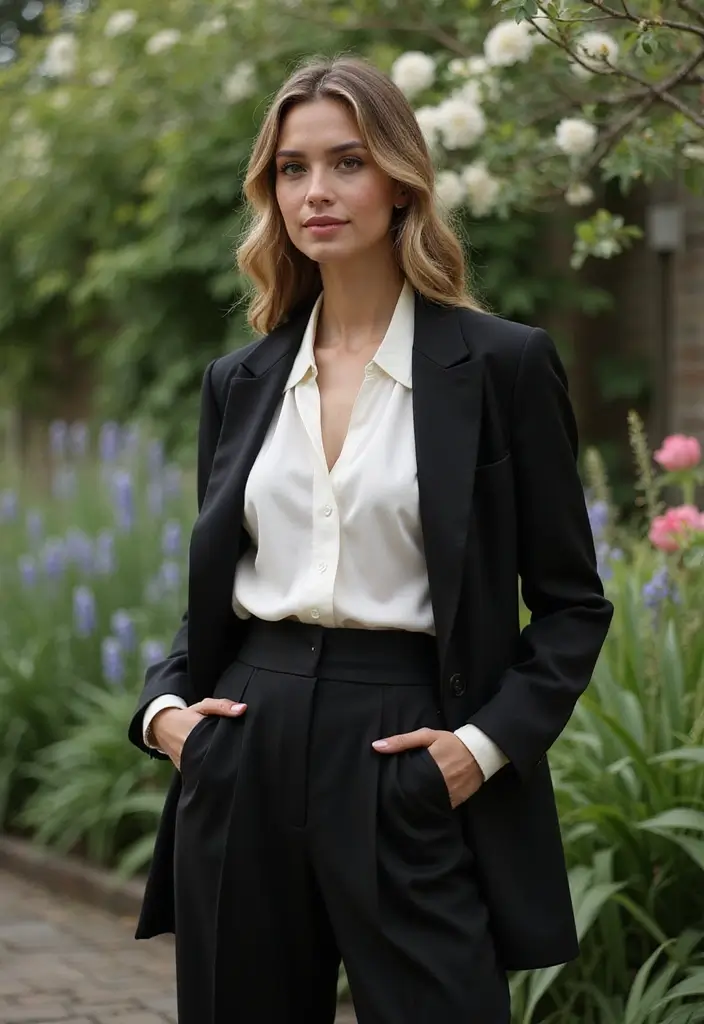 27 Garden Formal Wedding Attire Guest Looks That Shine - 21. Monochrome Looks