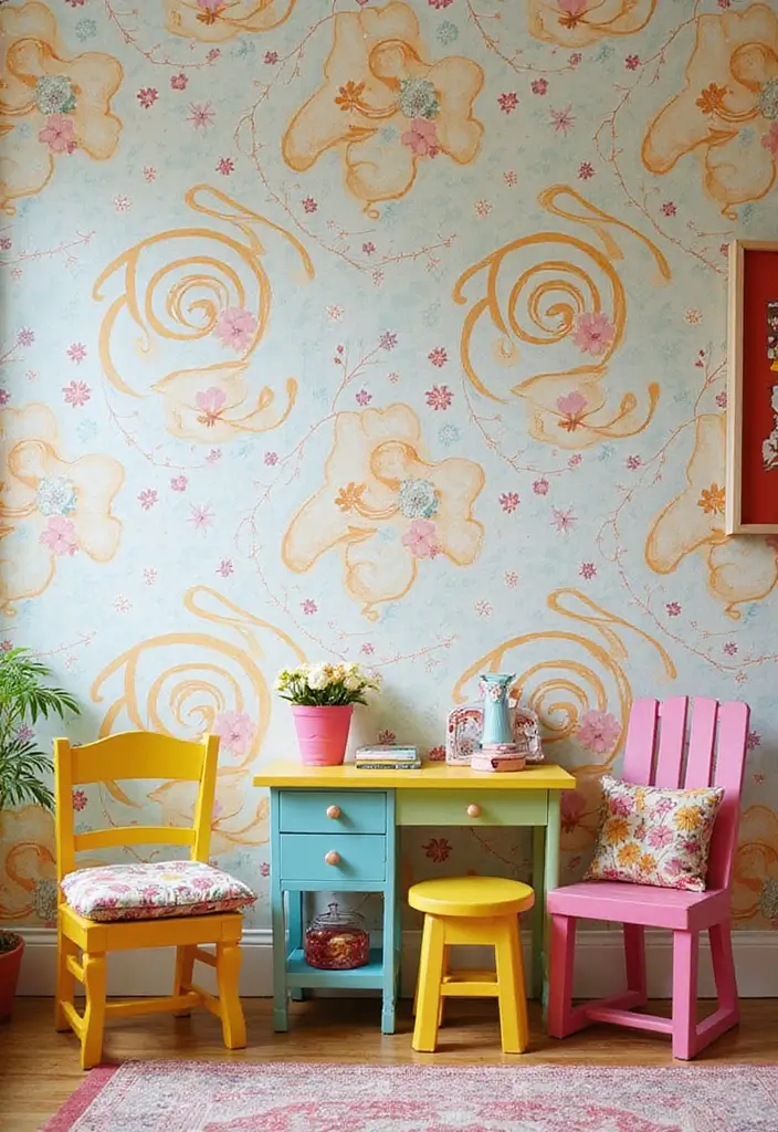 27 Over the Garden Wall Wallpaper Designs for Whimsical Screens - 22. Joyful Garden Spirals