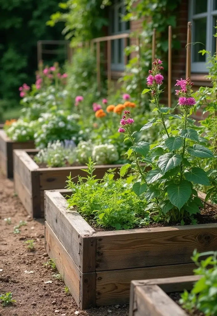 27 Raised Garden Beds Layout Design Landscaping Ideas for a Perfect Backyard - 15. Rustic Wooden Raised Beds for Timeless Charm