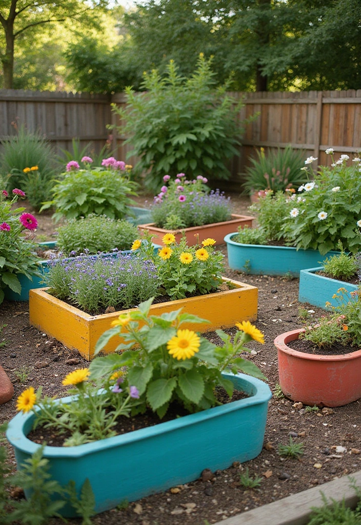 27 Raised Garden Beds Layout Design Landscaping Ideas for a Perfect Backyard - 17. Colorful Planters for Vibrant Raised Beds