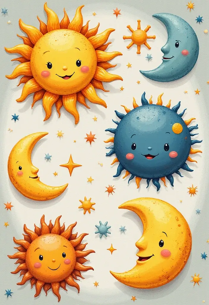 27 Stunning Over the Garden Wall Art You'll Want to Frame - 13. Playful Sun and Moon Art