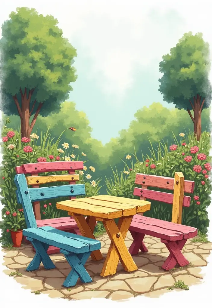 27 Stunning Over the Garden Wall Art You'll Want to Frame - 15. Whimsical Garden Furniture Art