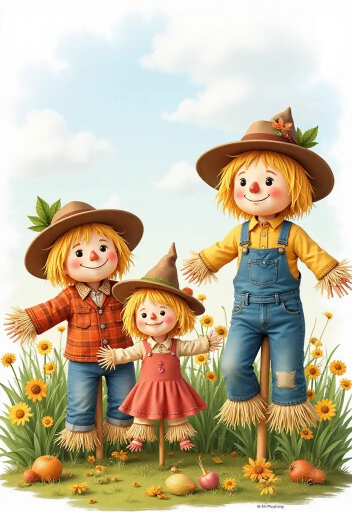 27 Stunning Over the Garden Wall Art You'll Want to Frame - 17. Charming Scarecrows