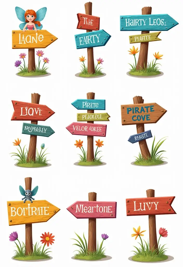 27 Stunning Over the Garden Wall Art You'll Want to Frame - 19. Whimsical Garden Signs