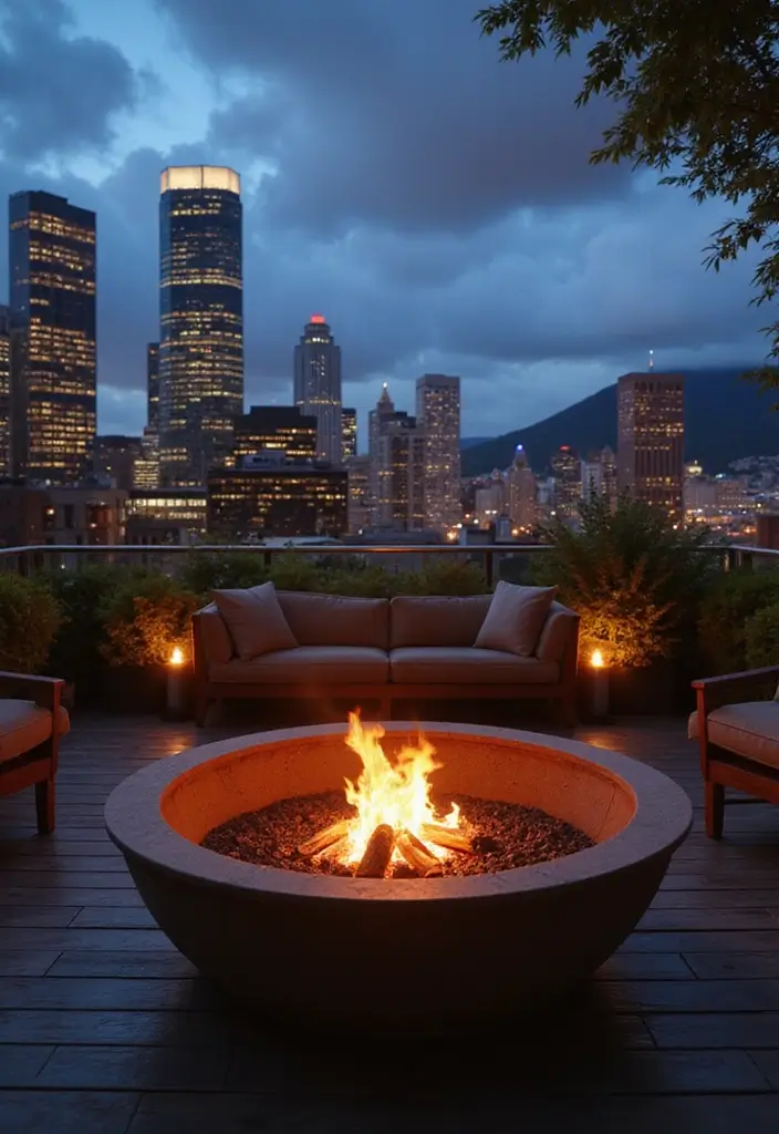 28 Roof Top Garden Ideas Terrace Design for Modern Homes - 13. Fire Pits