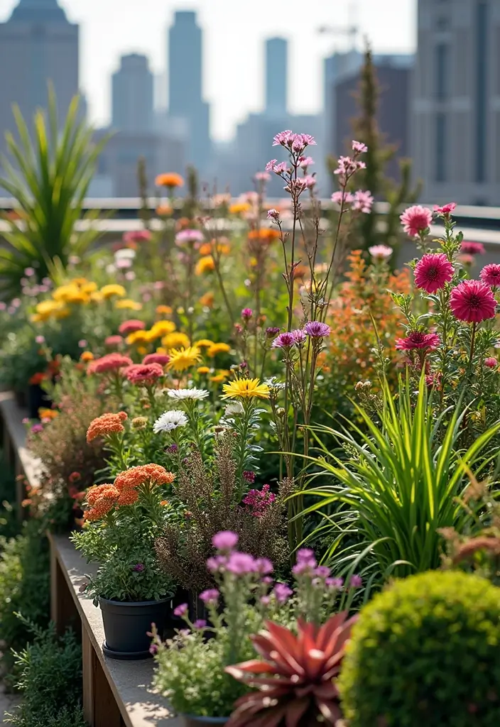 28 Roof Top Garden Ideas Terrace Design for Modern Homes - 18. Colorful Plant Arrangements