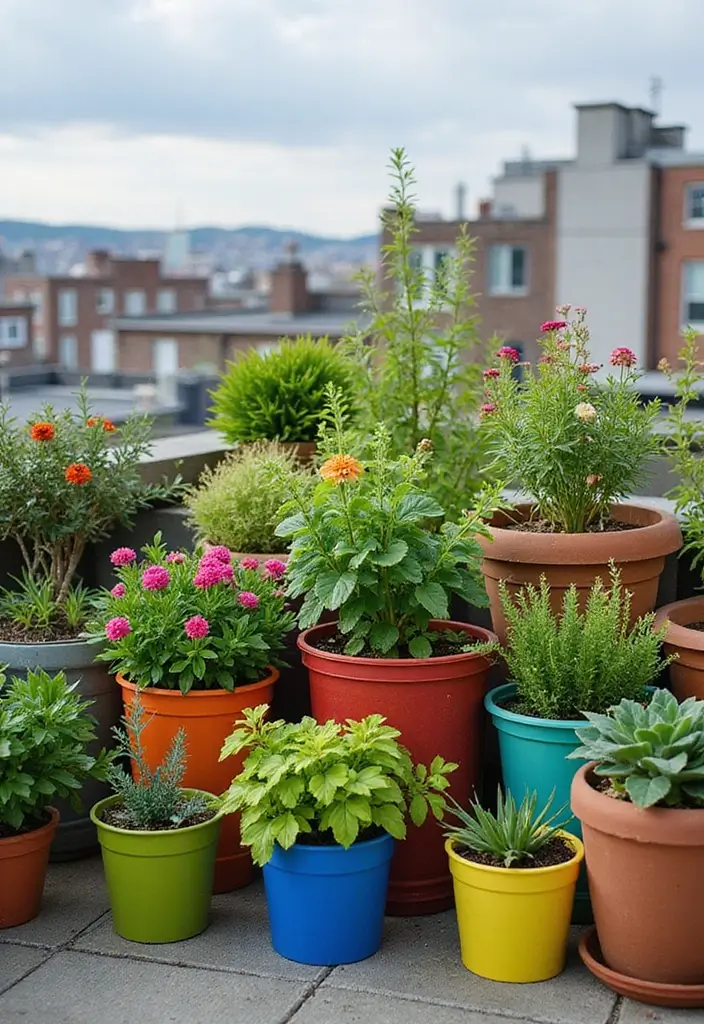 28 Roof Top Garden Ideas Terrace Design for Modern Homes - 4. Container Gardening
