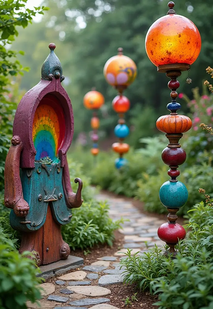 28 Small Garden Ideas on a Budget to Transform Your Tiny Yard - 17. Outdoor Art Installations