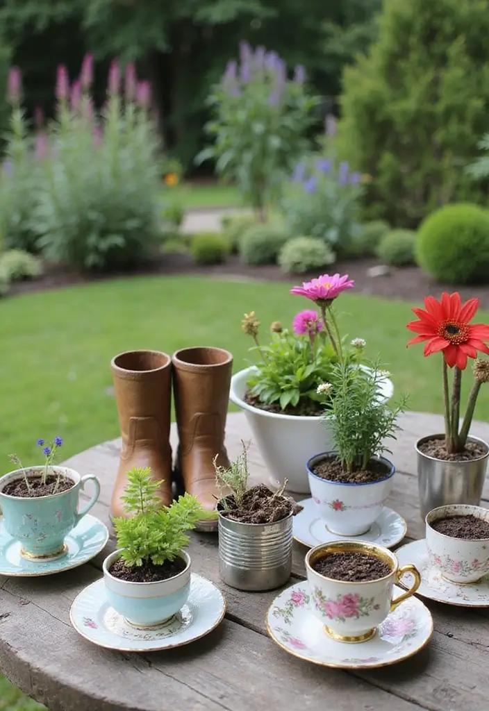 28 Small Garden Ideas on a Budget to Transform Your Tiny Yard - 3. Upcycled Planters