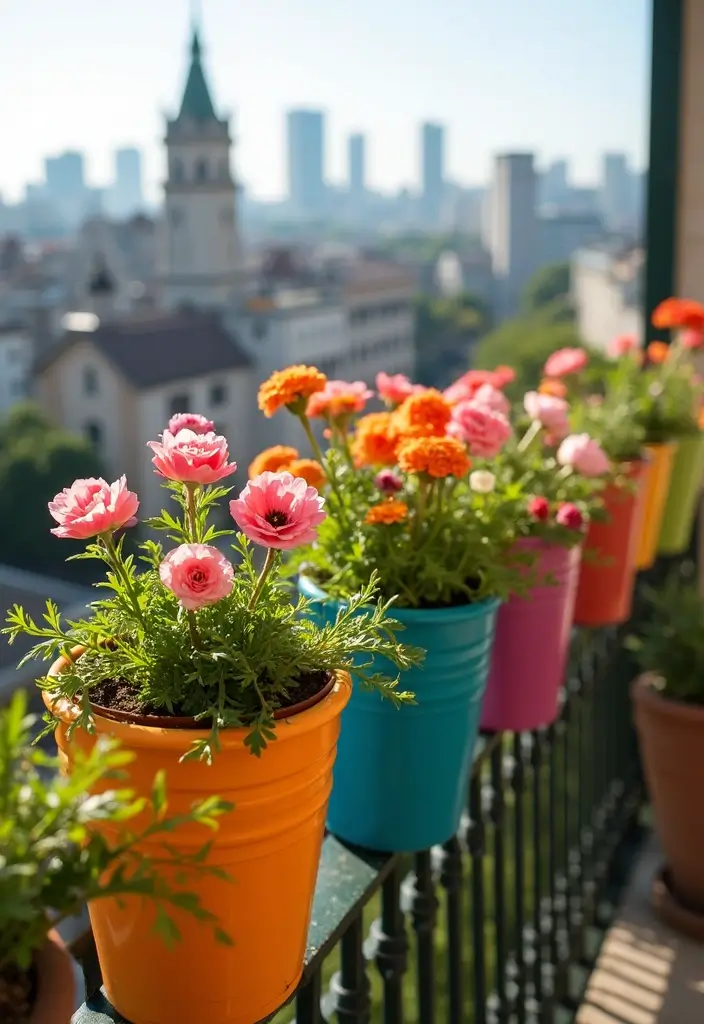 30 Easy Garden Ideas on a Budget for Every Homeowner - 8. Balcony/Patio Rail Planters