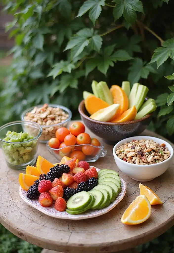 30 Garden Party Bridal Shower Ideas for a Dreamy Celebration - 18. Organic Snack Bar