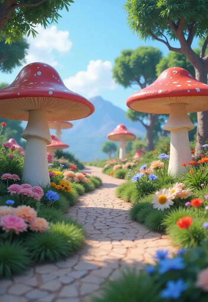 30 Grow a Garden Entrance Ideas Roblox Game Builds You’ll Love - 11. Magical Mushroom Pathway