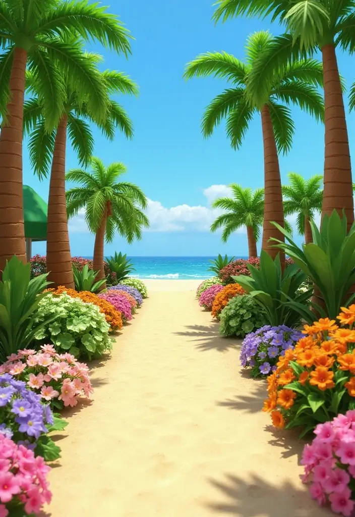 30 Grow a Garden Entrance Ideas Roblox Game Builds You’ll Love - 12. Tropical Oasis Entrance