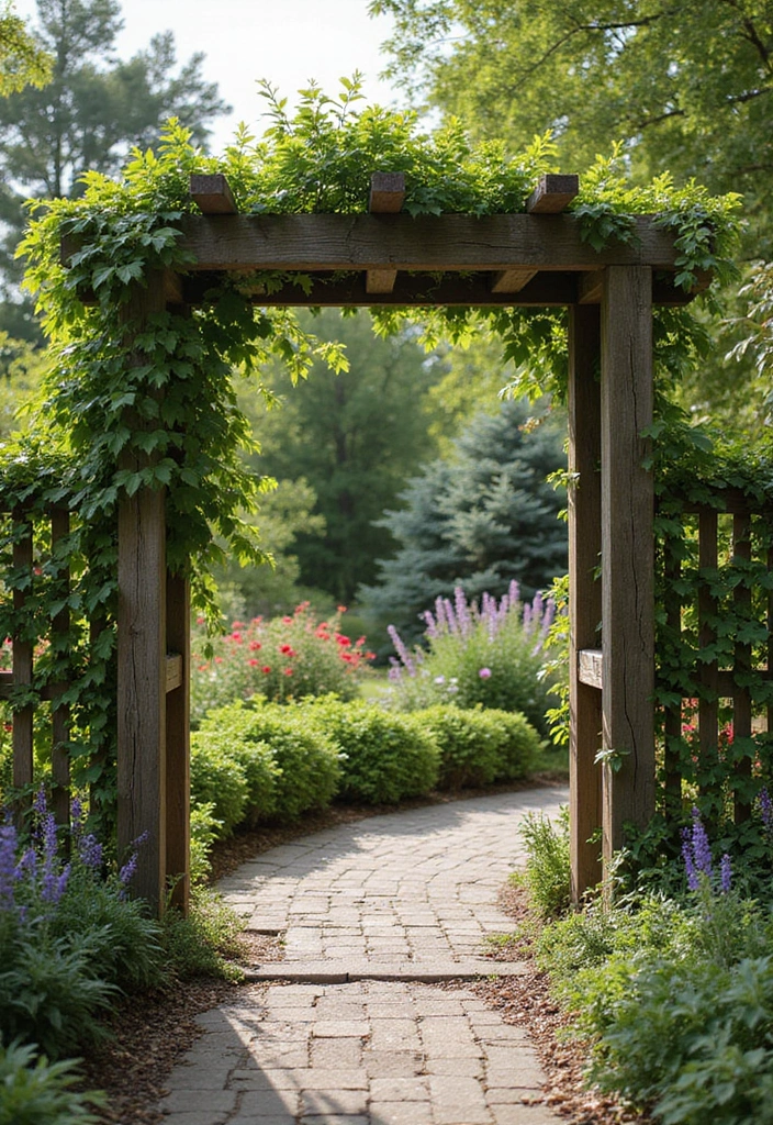 30 Grow a Garden Entrance Ideas Roblox Game Builds You’ll Love - 14. Rustic Trellis Gateway