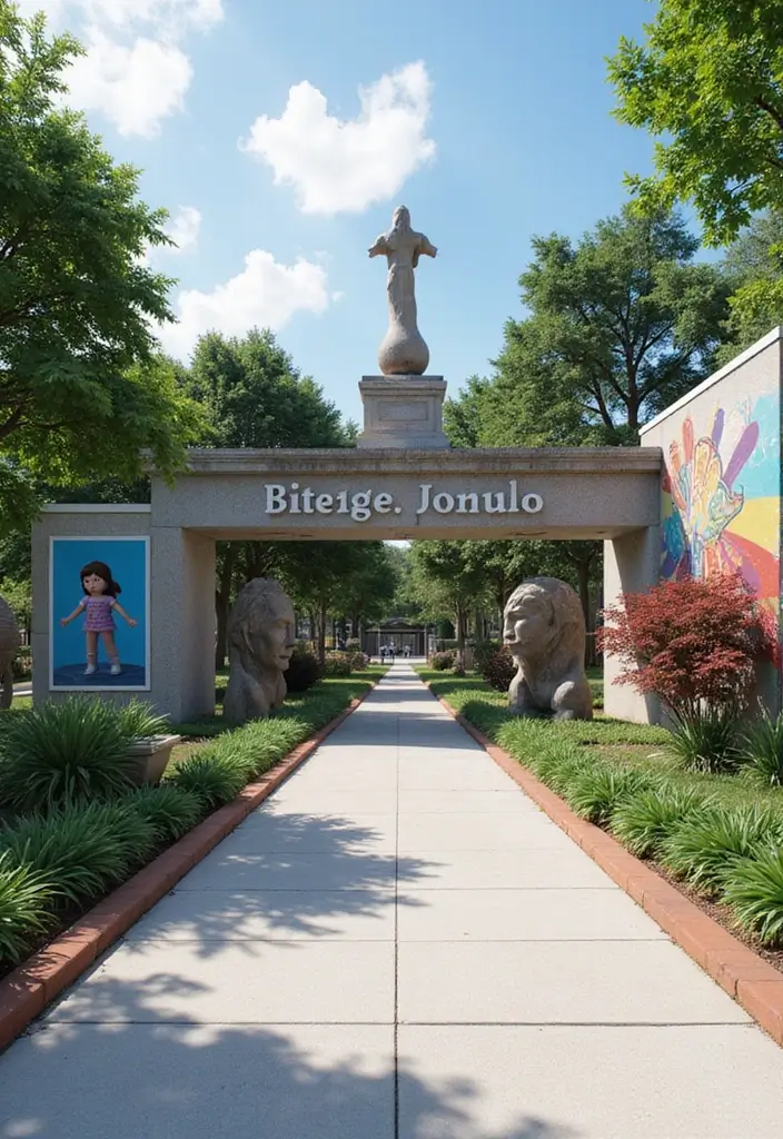 30 Grow a Garden Entrance Ideas Roblox Game Builds You’ll Love - 20. Outdoor Art Gallery Entrance