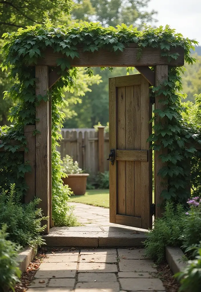 30 Grow a Garden Entrance Ideas Roblox Game Builds You’ll Love - 3. Rustic Wooden Gate