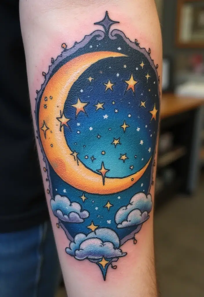 30 Magical Over the Garden Wall Tattoo Ideas for Fans - 12. Starry Night Themes