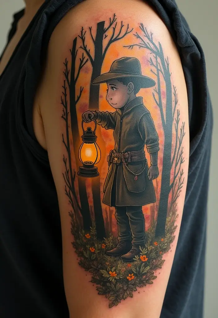 30 Magical Over the Garden Wall Tattoo Ideas for Fans - 13. The Adorable Woodsman