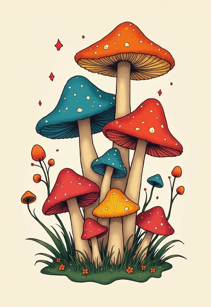 30 Magical Over the Garden Wall Tattoo Ideas for Fans - 22. Captivating Mushroom Designs