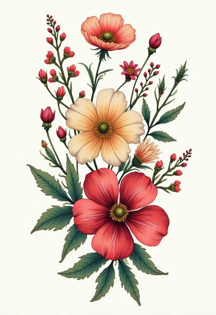 30 Magical Over the Garden Wall Tattoo Ideas for Fans - 6. Beautiful Floral Designs