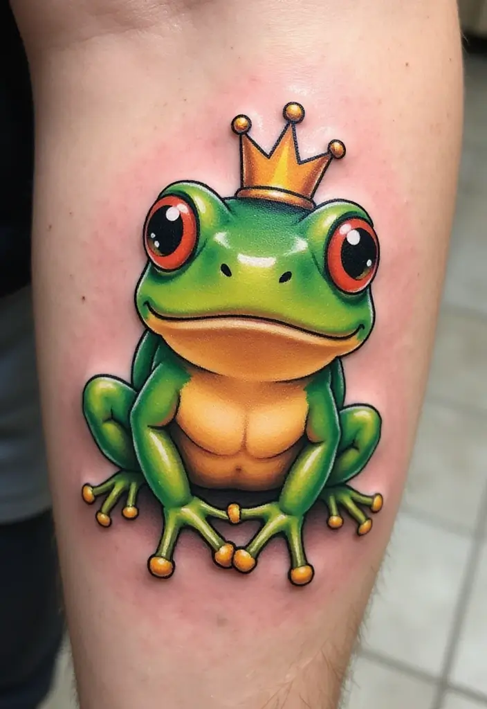 30 Magical Over the Garden Wall Tattoo Ideas for Fans - 8. Greg's Cute Frog