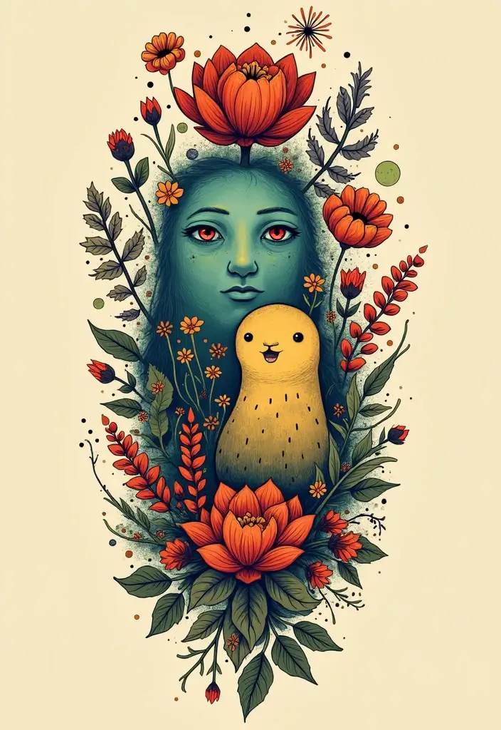 30 Magical Over the Garden Wall Tattoo Ideas for Fans - 9. Overlapping Elements