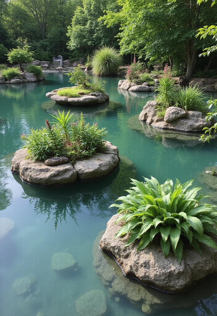30 Mesmerizing Water Features in the Garden You’ll Want to Recreate - 19. Floating Stone Islands